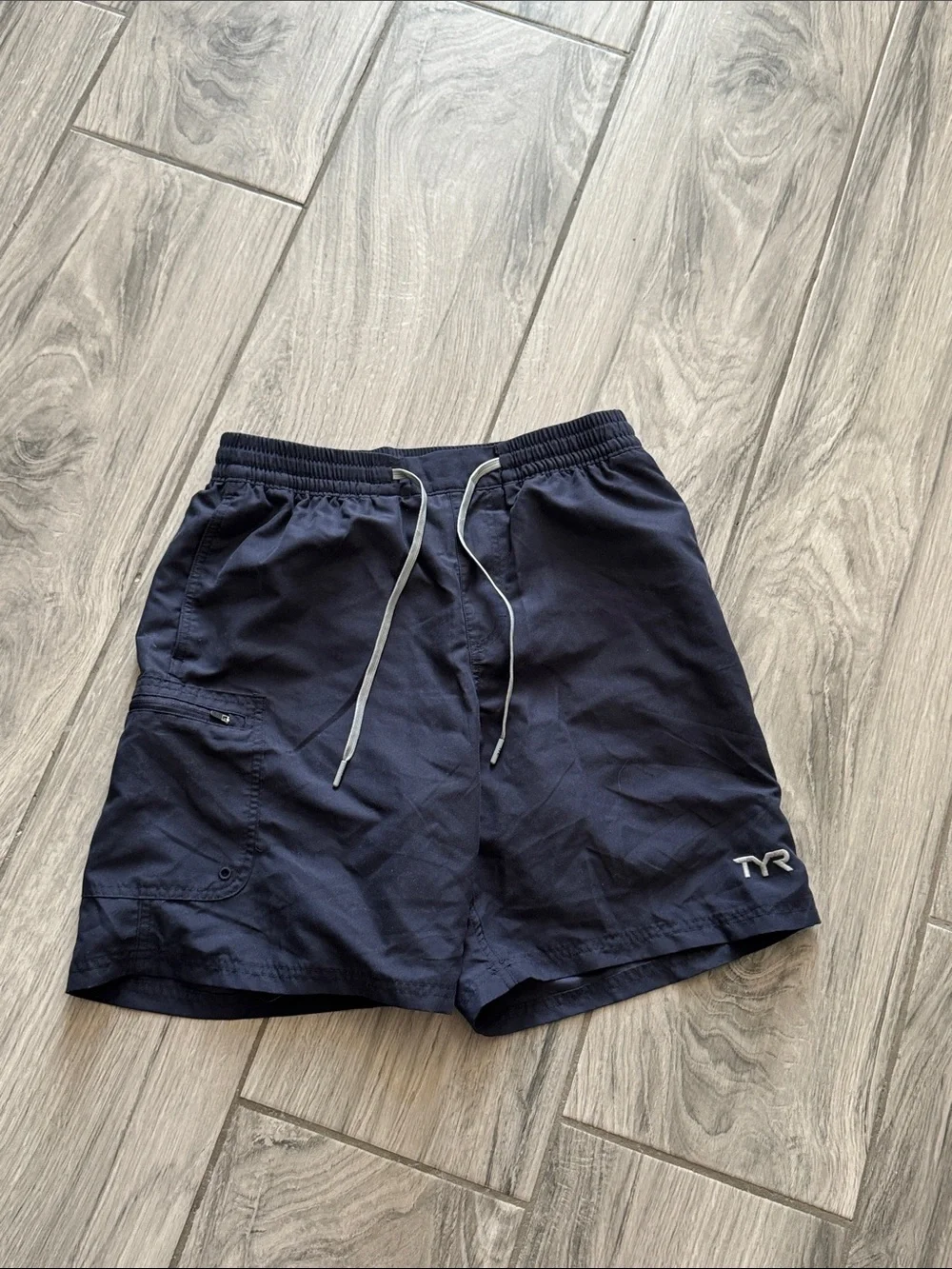 TYR Men's Navy Blue Swim Shorts with Drawstring